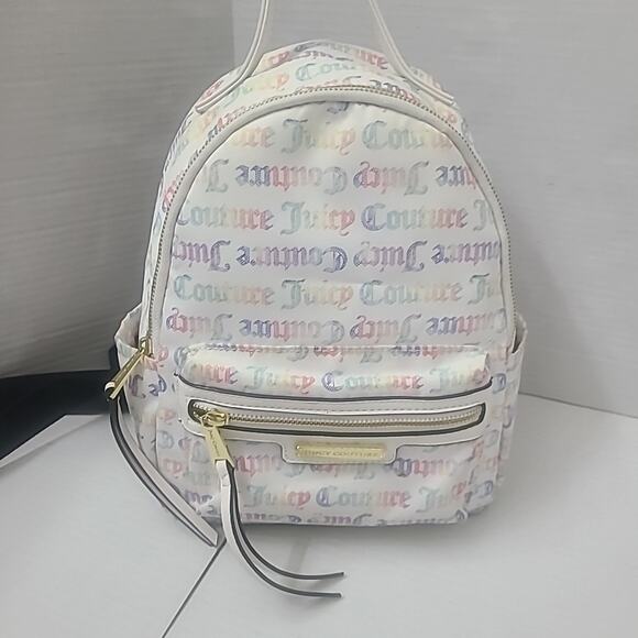 Juicy Couture Rosie Mini Backpack Purse White-Rainbow Nylon - Picture 9 of 10